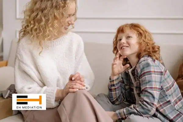 Happy mother and child after sorting child arrangements mediation Christchurch